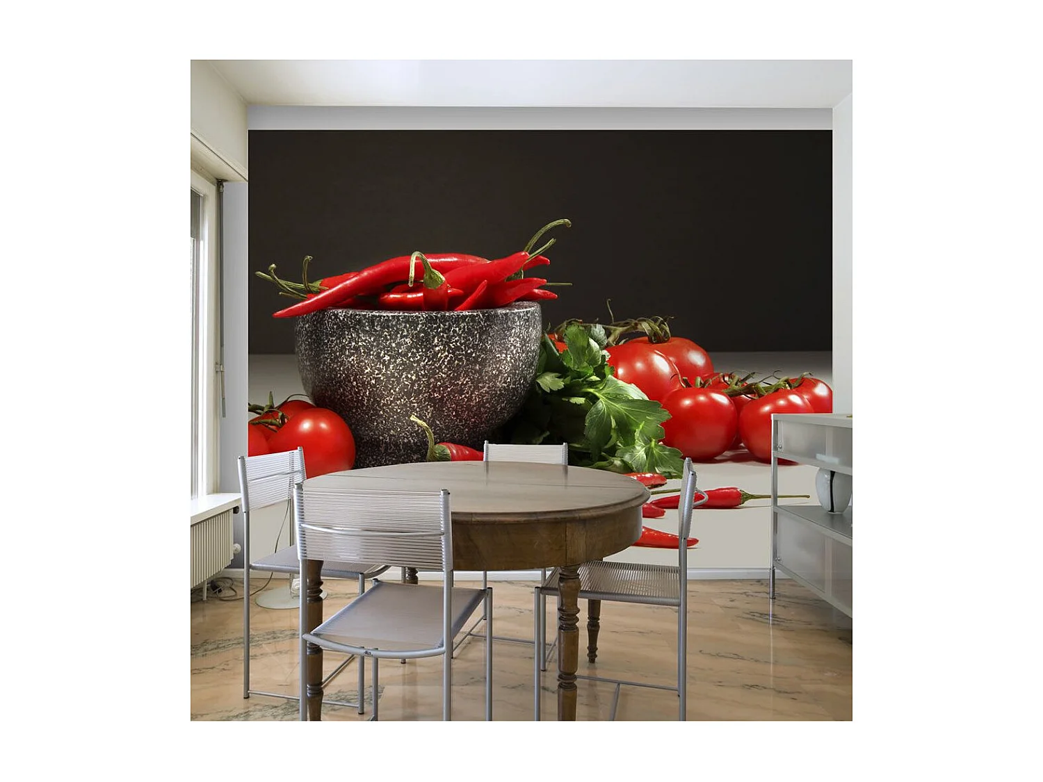 Papier Peint "Tomates & Piments Rouges" 193 x 250 cm