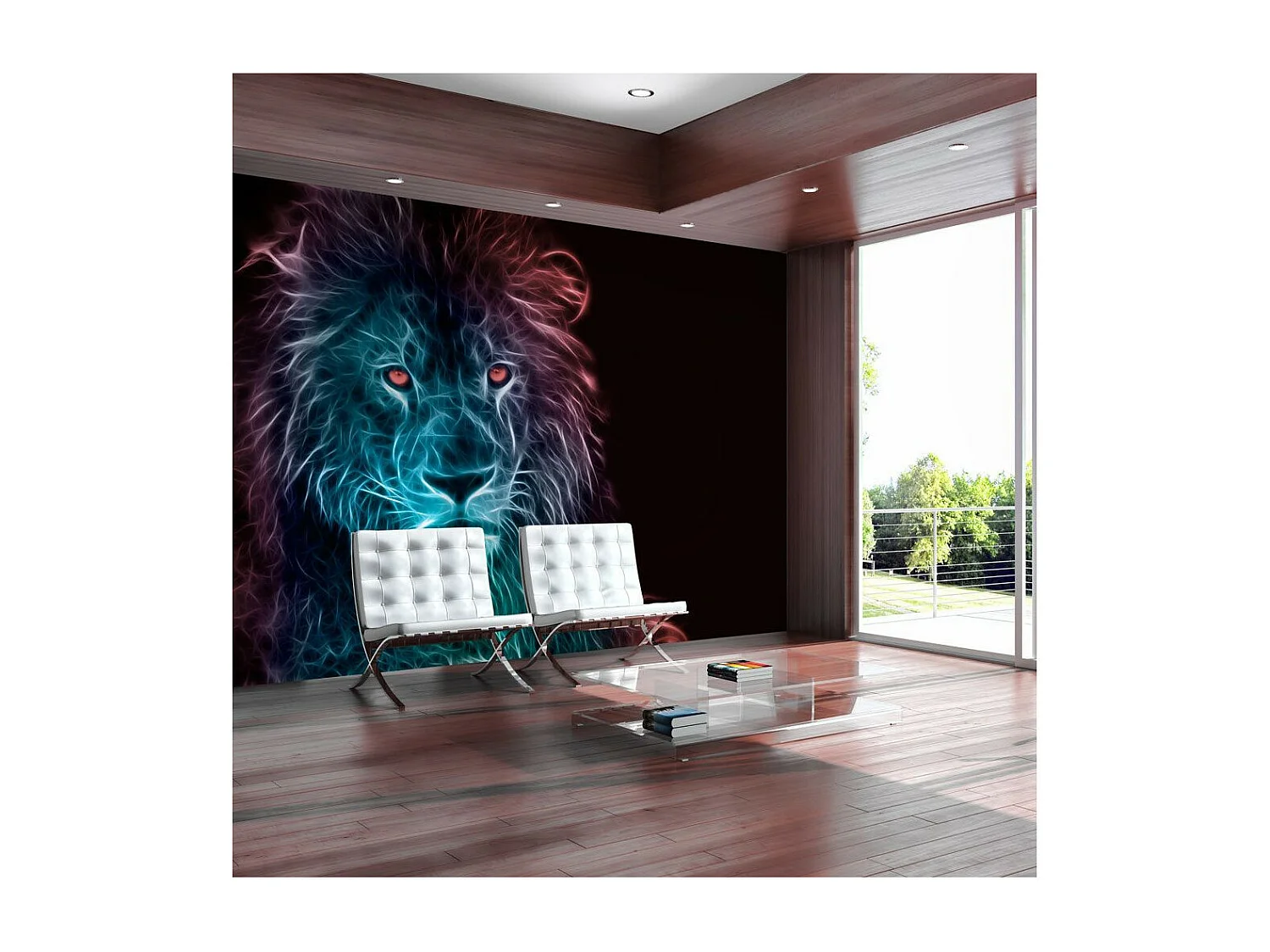 Papier Peint "Abstract Lion Rainbow" 70 x 100 cm