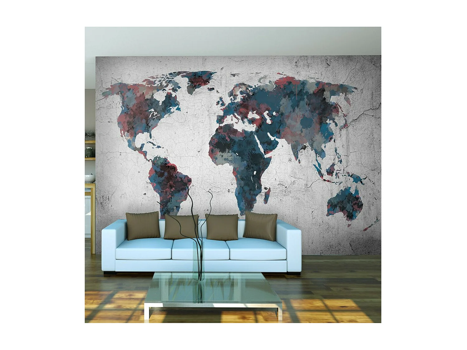 Papier Peint "World Map on the Wall" 270 x 350 cm