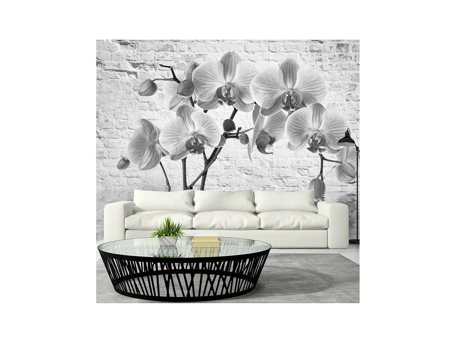 Papier Peint "Orchid in Shades of Gray" 105 x 150 cm