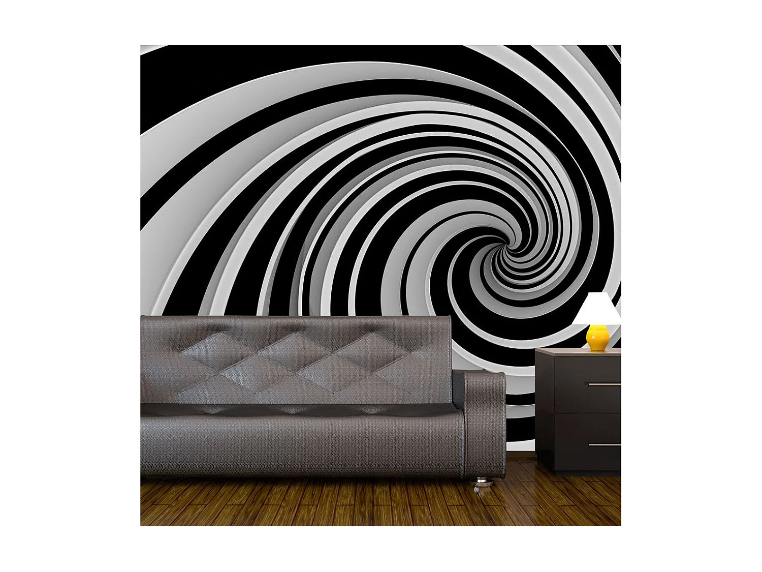 Papier Peint II "Black & White Swirl" 154 x 200 cm