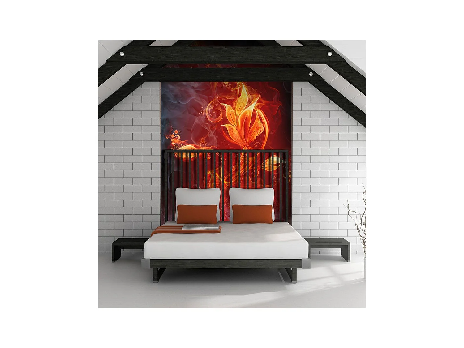 Papier Peint "Fleur Enflammée" 193 x 250 cm