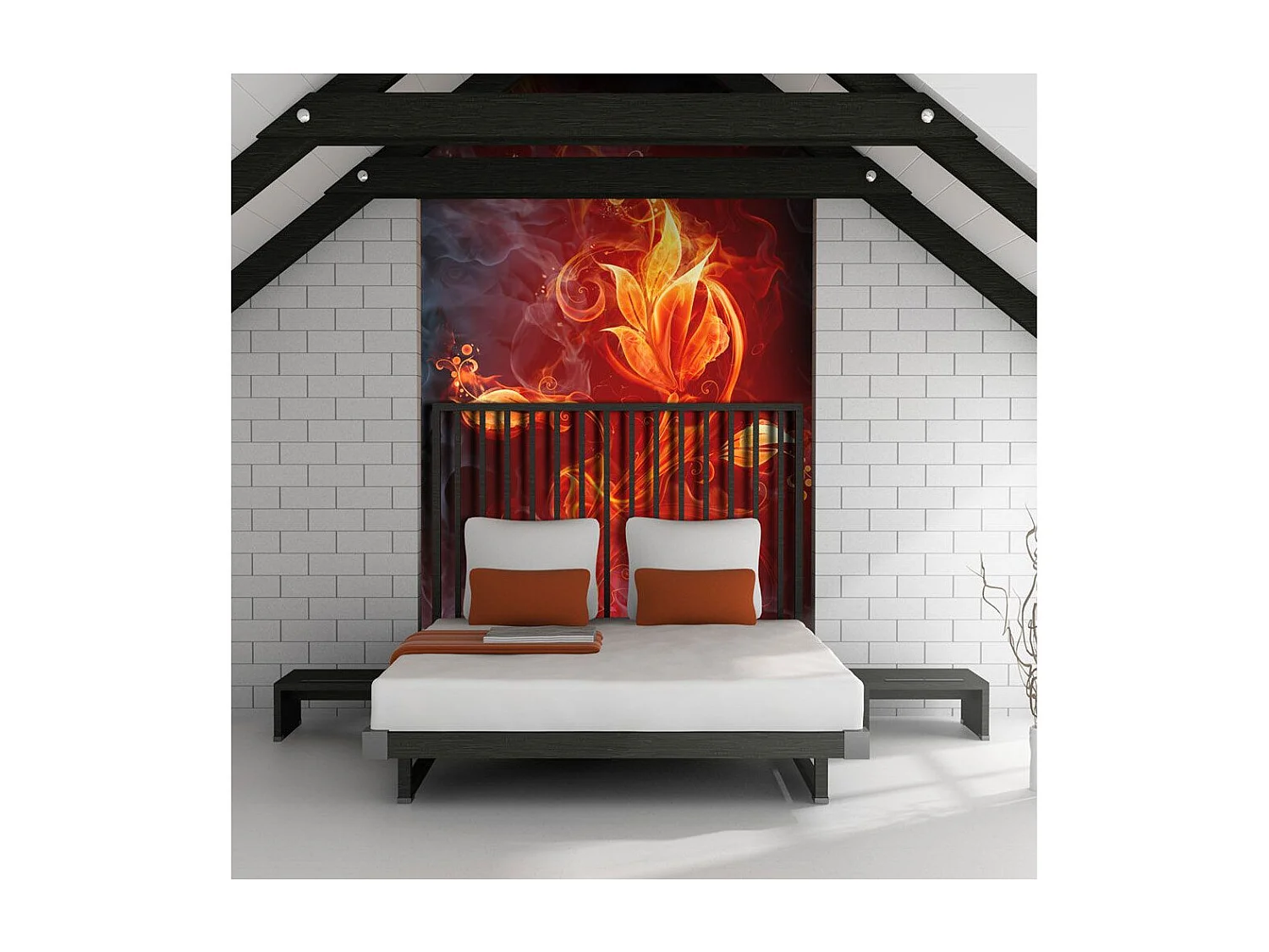 Papier Peint "Fleur Enflammée" 193 x 250 cm