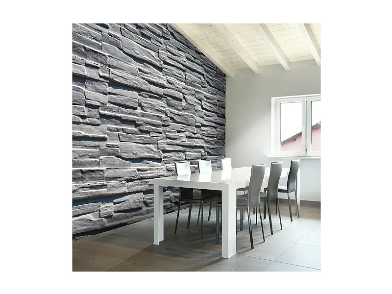 Papier Peint "Mur de Pierre Grise" 154 x 200 cm