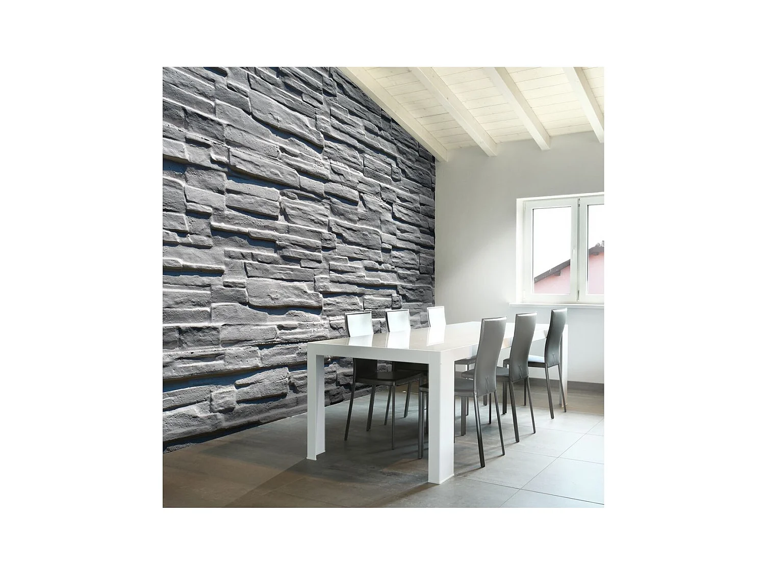 Papier Peint "Mur de Pierre Grise" 154 x 200 cm