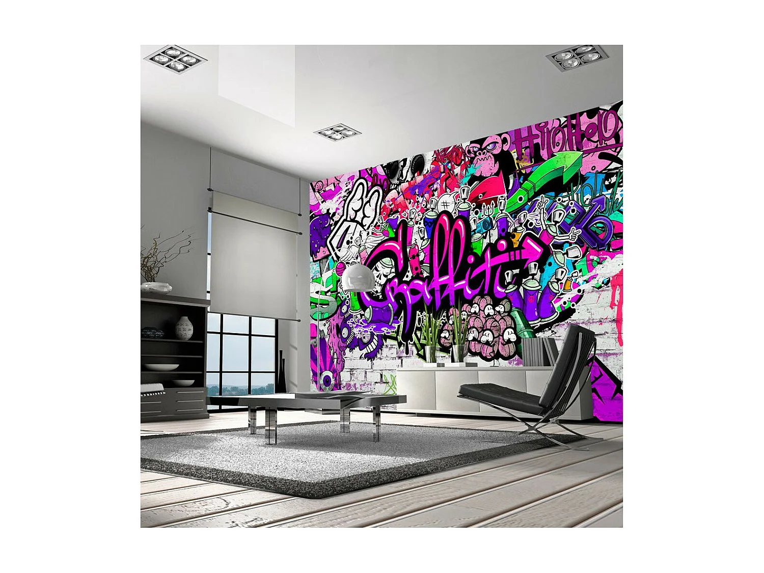 Papier Peint "Purple Graffiti" 245 x 350 cm