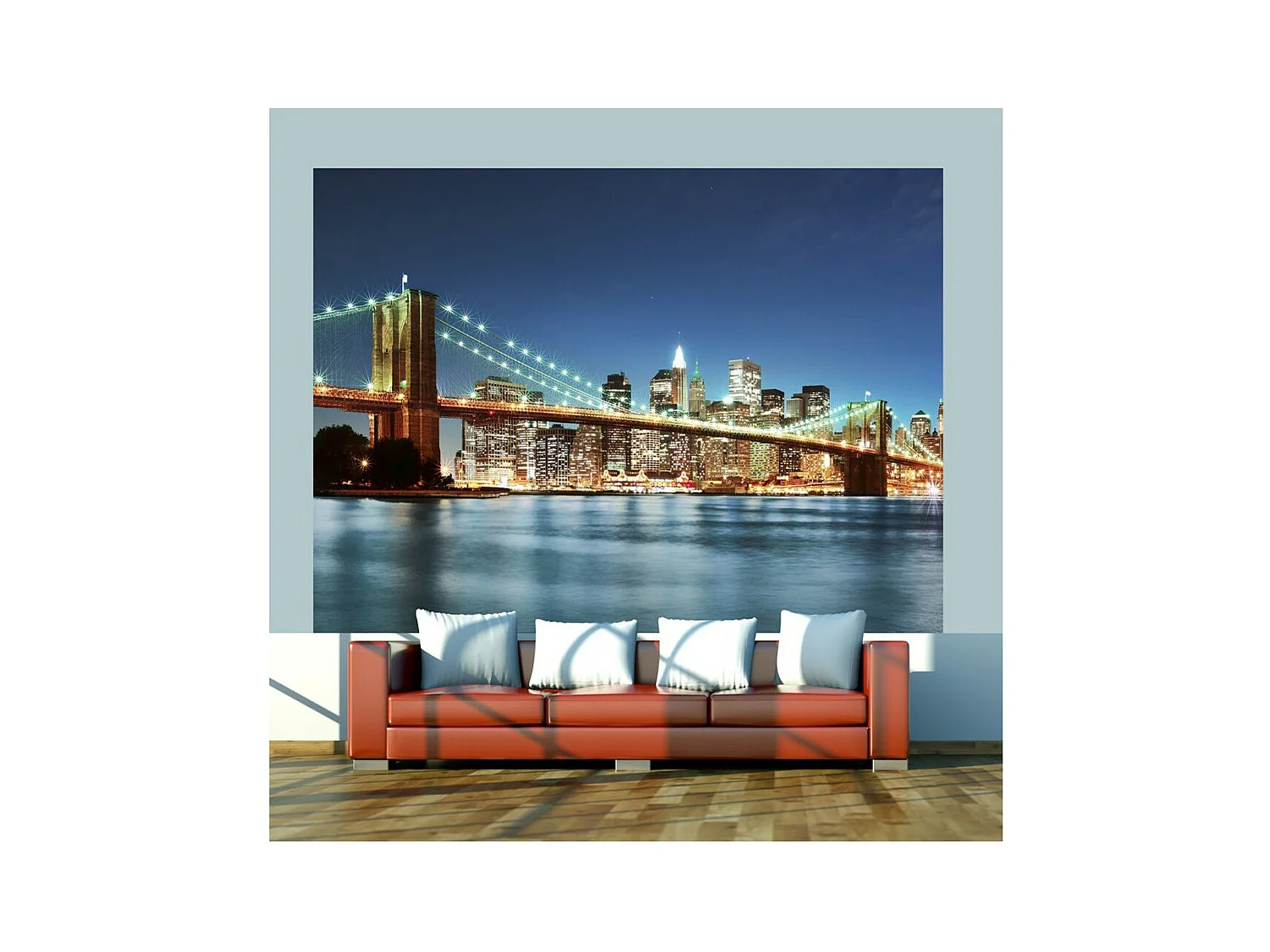 Papier Peint "Brooklyn Bridge Scintillant dans la Nuit" 193 x 250 cm