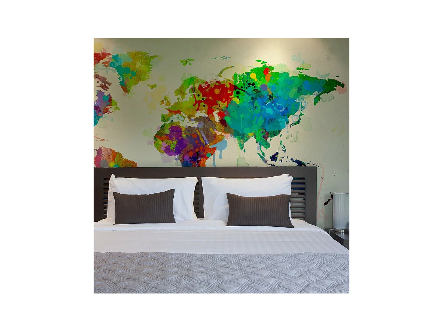 Papier Peint "Paint Splashes Map of the World" 193 x 250 cm