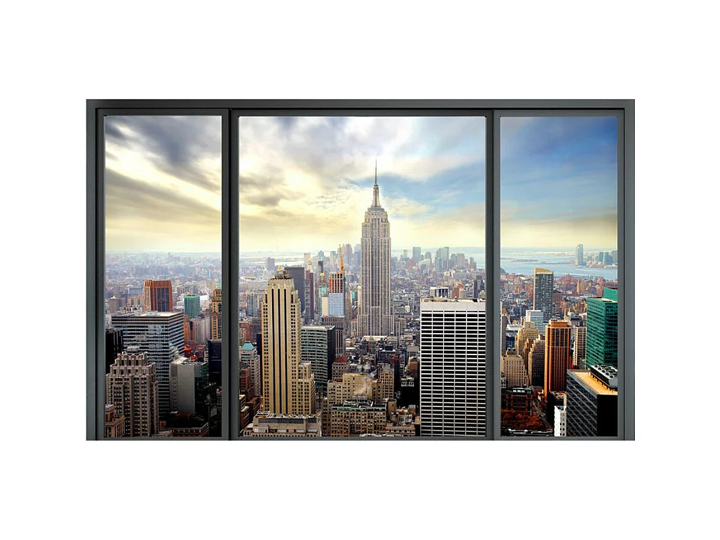 Papier Peint "Ville Derrière Vitre" 105 x 150 cm