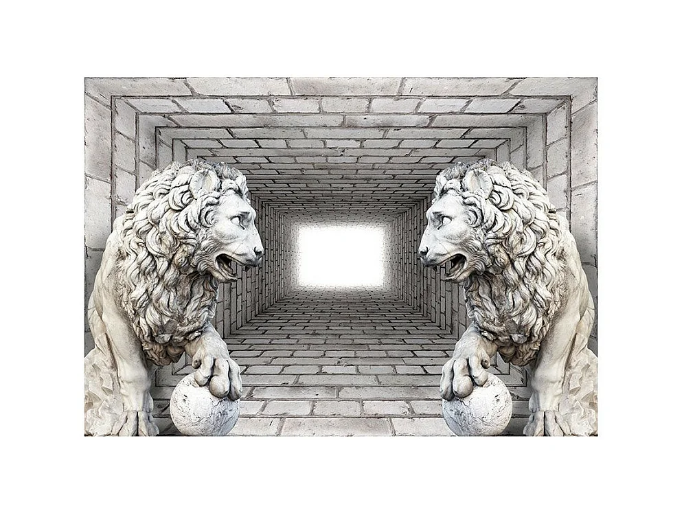 Papier Peint "Lions de Pierre" 70 x 100 cm