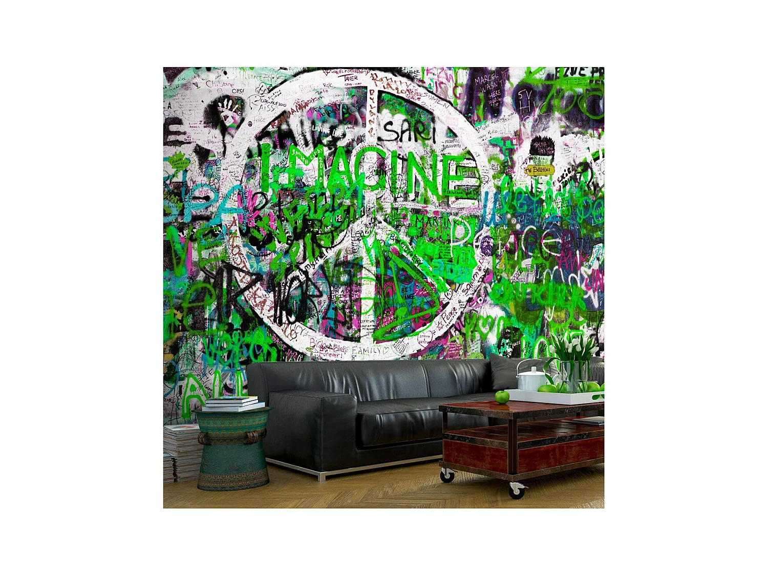 Papier Peint "Green Graffiti" 210 x 300 cm