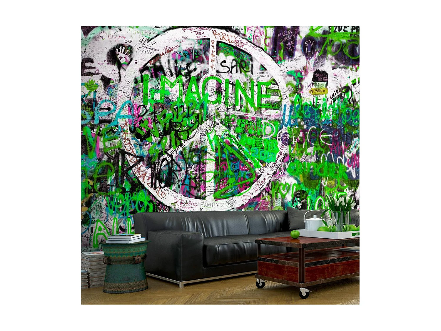 Papier Peint "Green Graffiti" 210 x 300 cm
