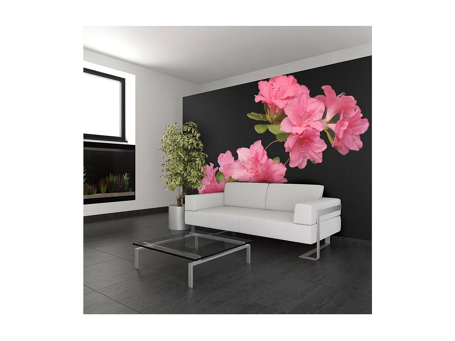 Papier Peint "Azalea in Black" 154 x 200 cm
