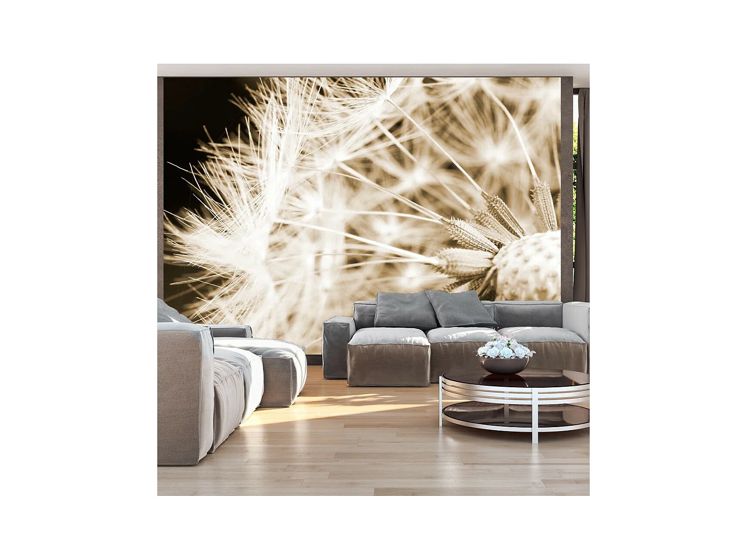 Papier Peint "Dandelion Sepia" 140 x 200 cm