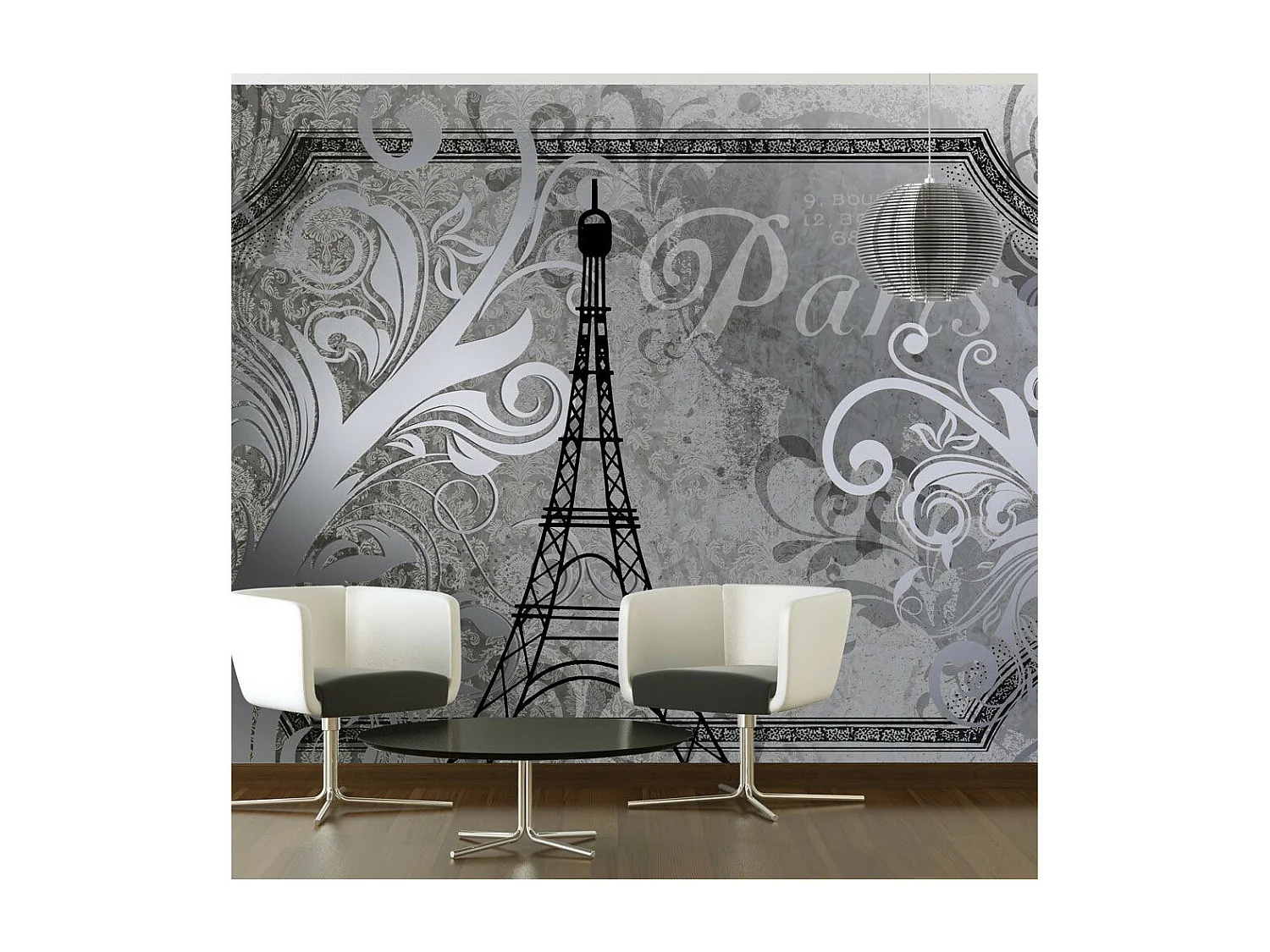 Papier Peint "Vintage Paris Silver" 175 x 250 cm