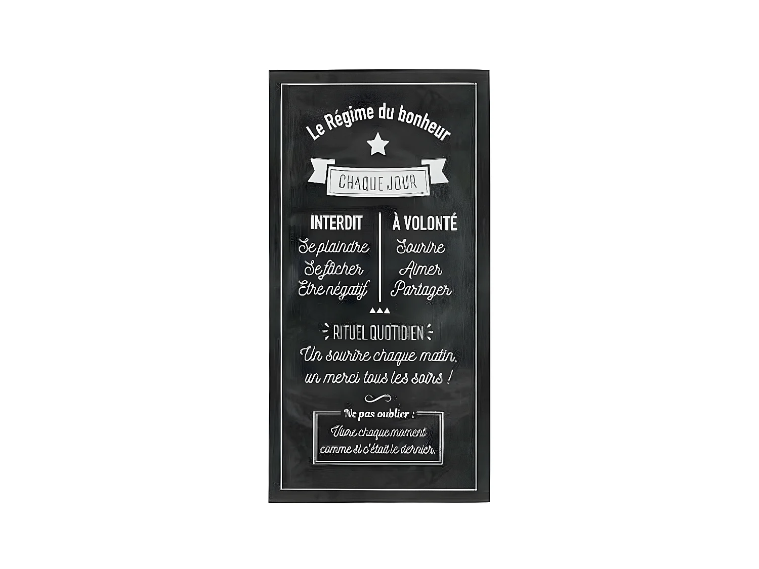 Sticker Relief "Régime Bonheur" 32x60cm Noir