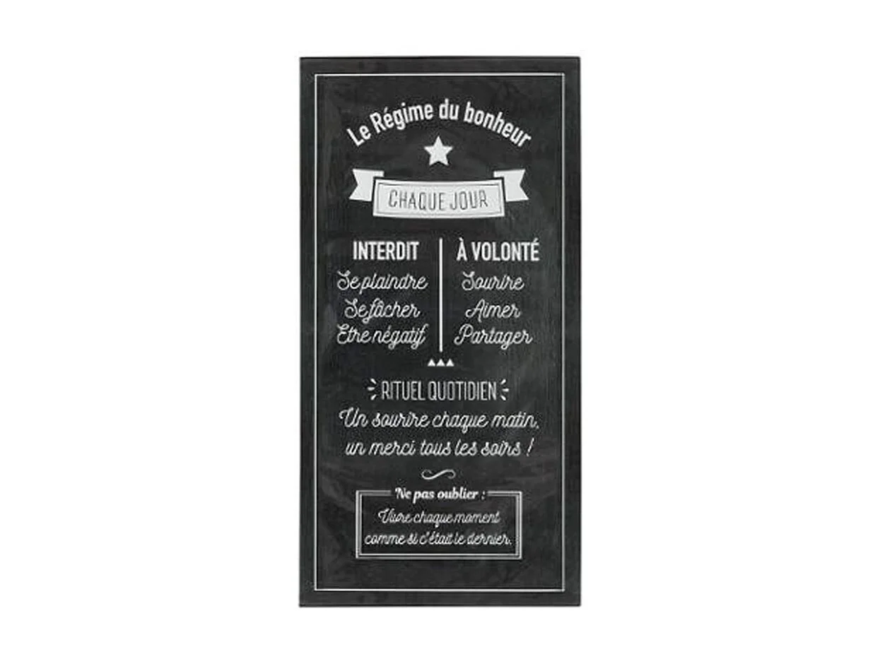 Sticker Relief "Régime Bonheur" 32x60cm Noir