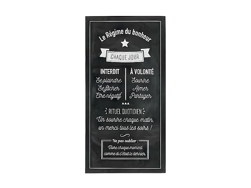 Sticker Relief "Régime Bonheur" 32x60cm Noir