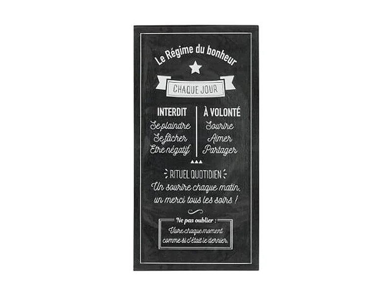 Sticker Relief "Régime Bonheur" 32x60cm Noir