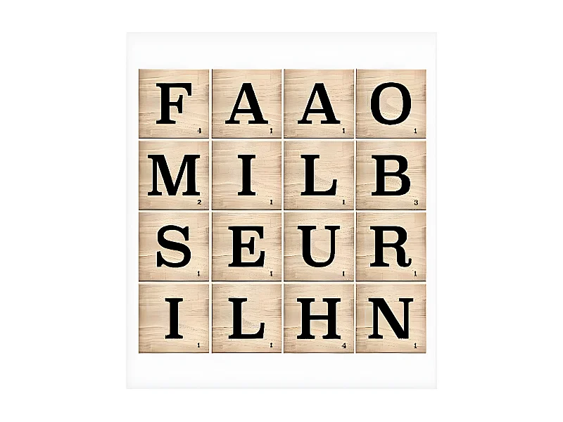 Sticker Relief "Lettres" 41x41cm Noir