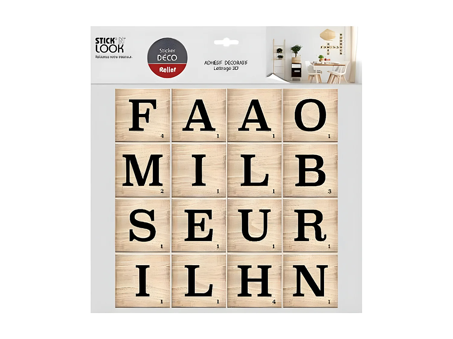 Sticker Relief "Lettres" 41x41cm Noir