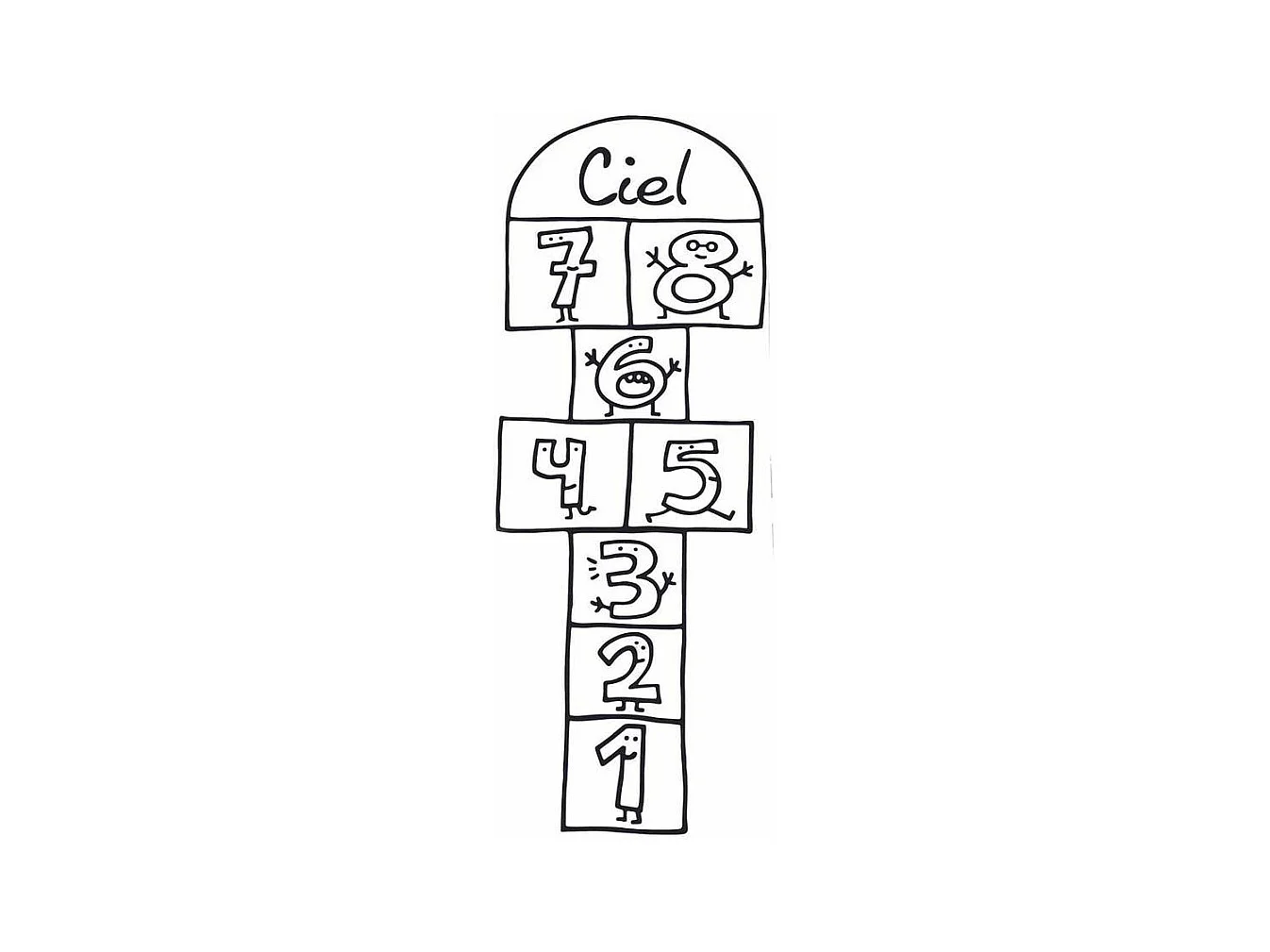 Sticker à Poser pour Sol "Marelle" 148cm Noir