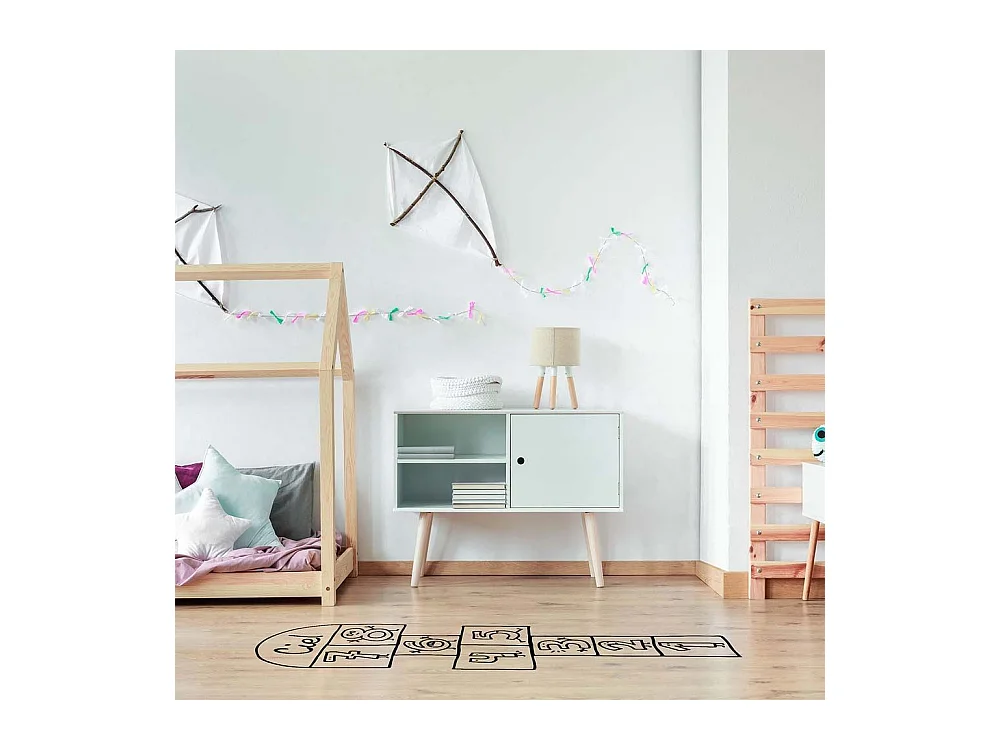 Sticker à Poser pour Sol "Marelle" 148cm Noir