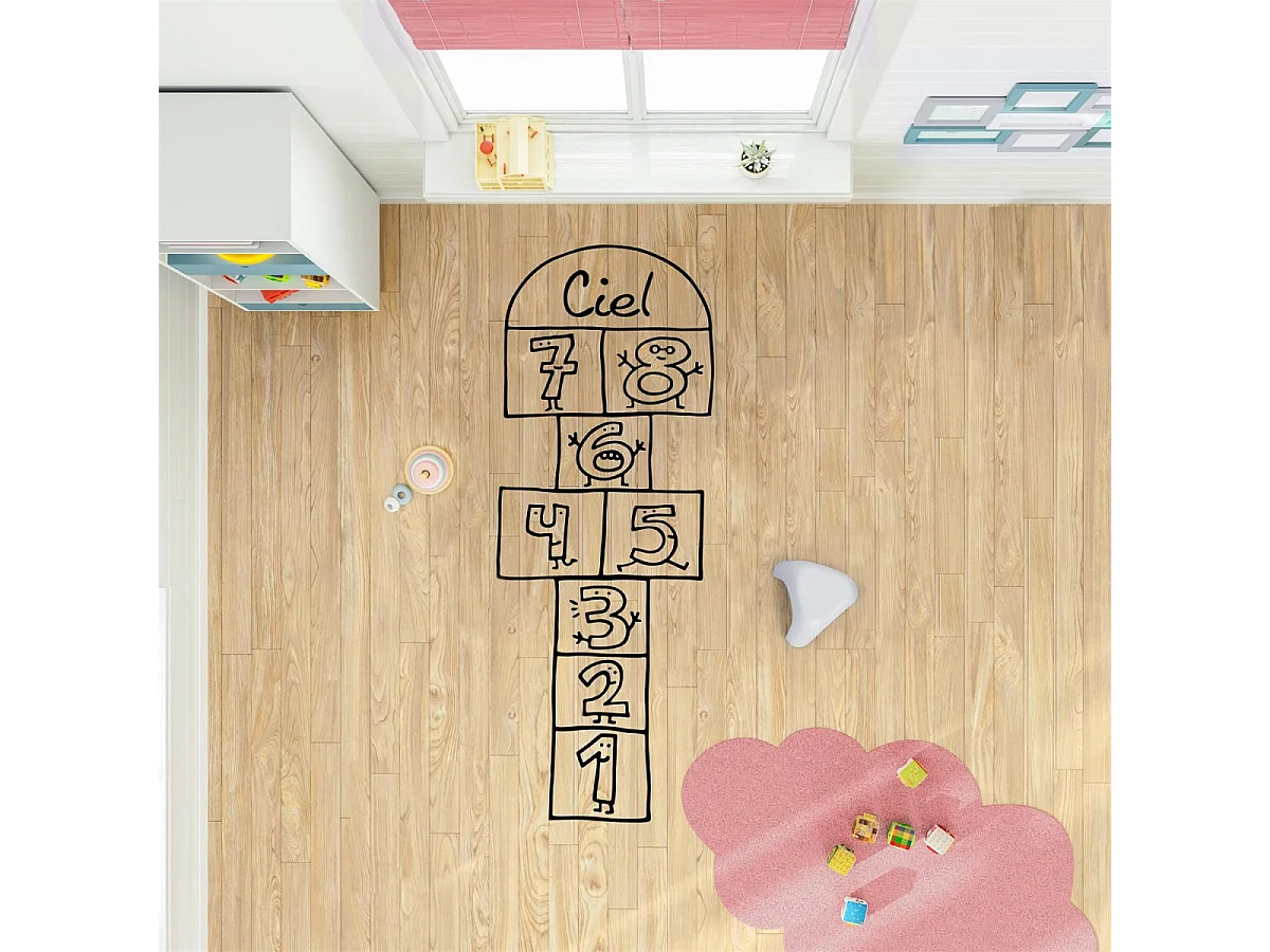 Sticker à Poser pour Sol "Marelle" 148cm Noir