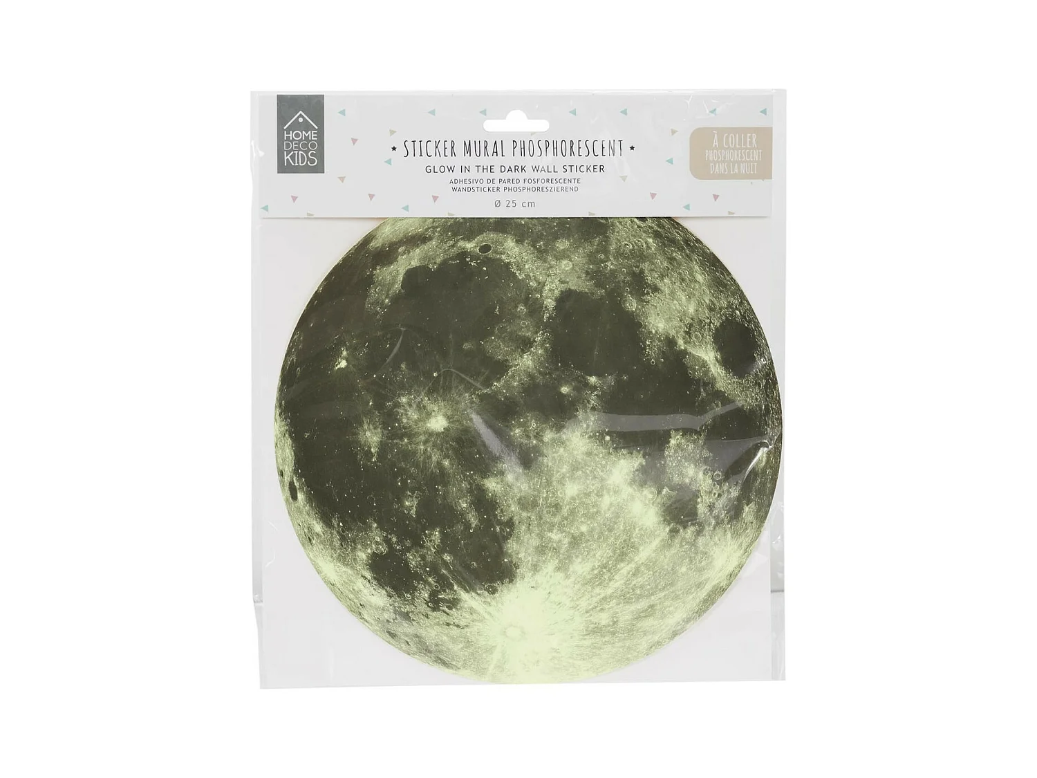 Sticker Mural Phosphorescent "Lune" 25cm Vert