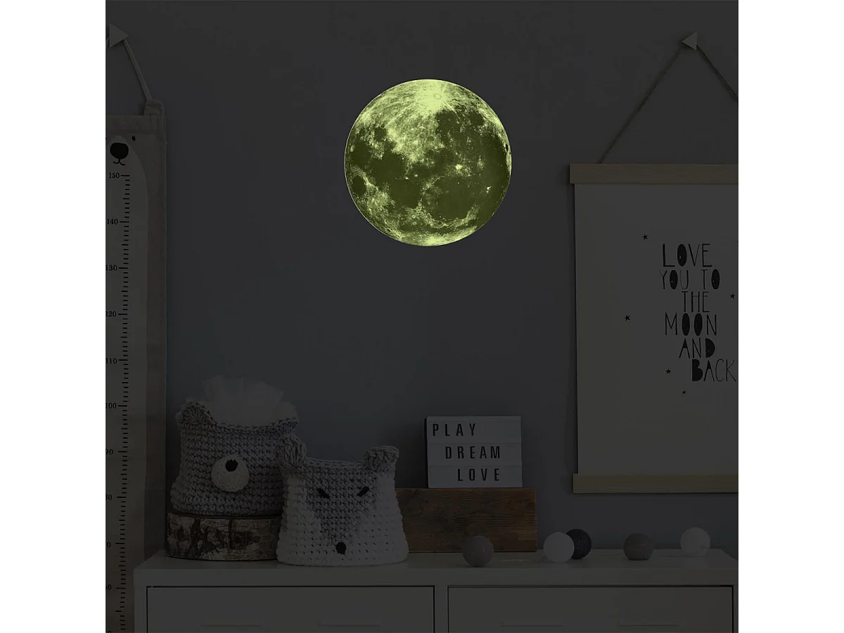 Sticker Mural Phosphorescent "Lune" 25cm Vert