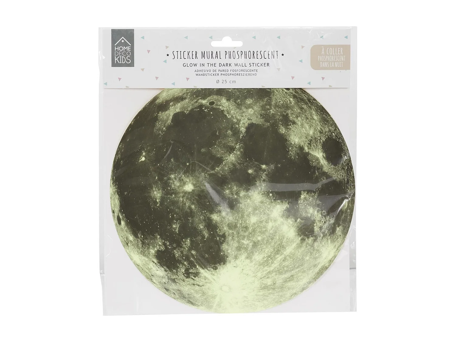 Sticker Mural Phosphorescent "Lune" 25cm Vert