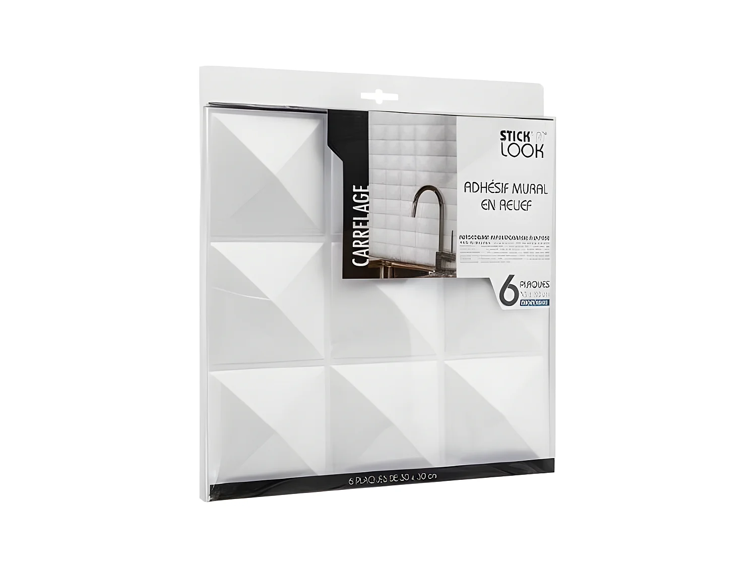 Lot de 6 Stickers Mureaux "Piky" 30x30cm Blanc