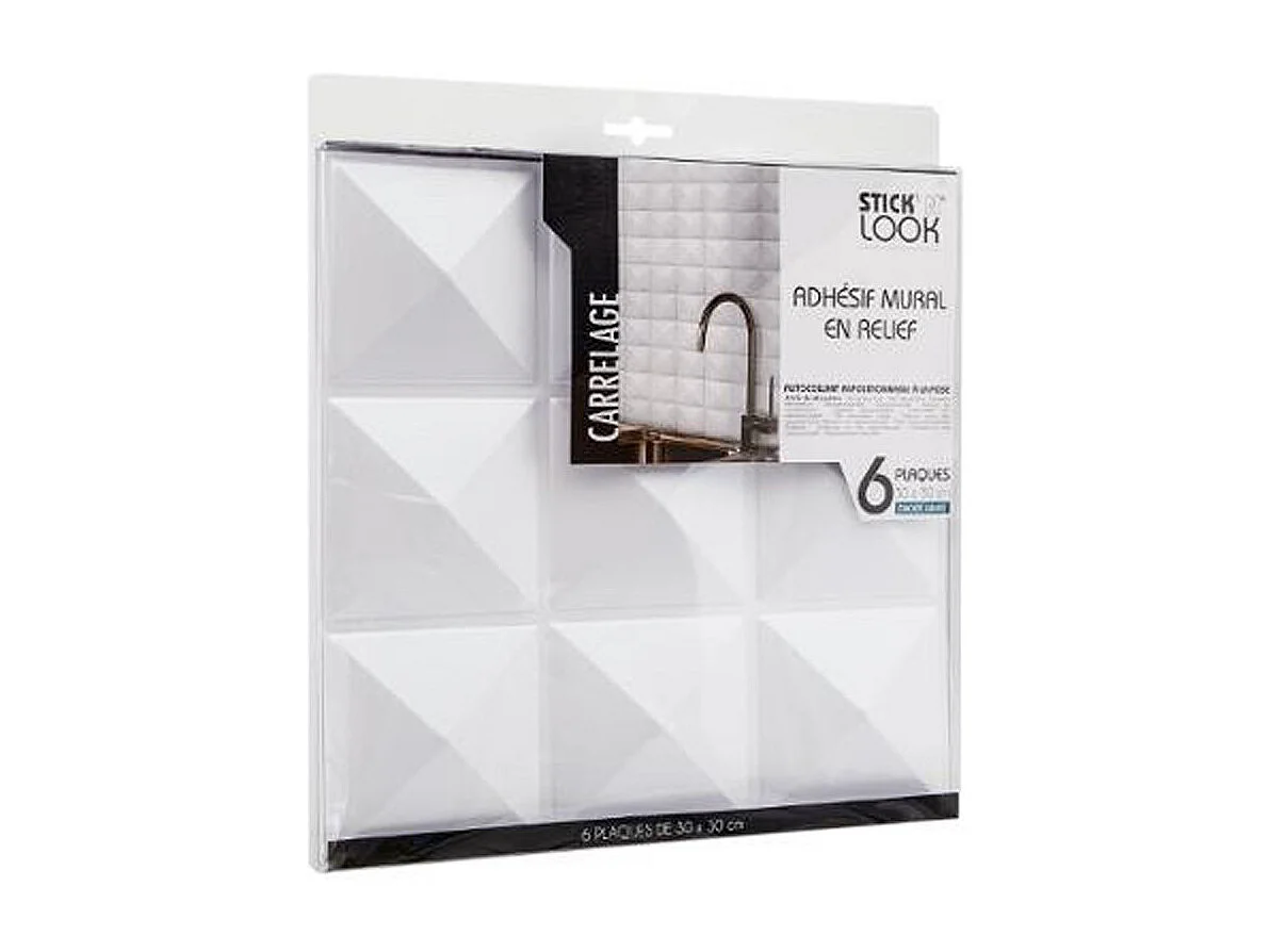 Lot de 6 Stickers Mureaux "Piky" 30x30cm Blanc