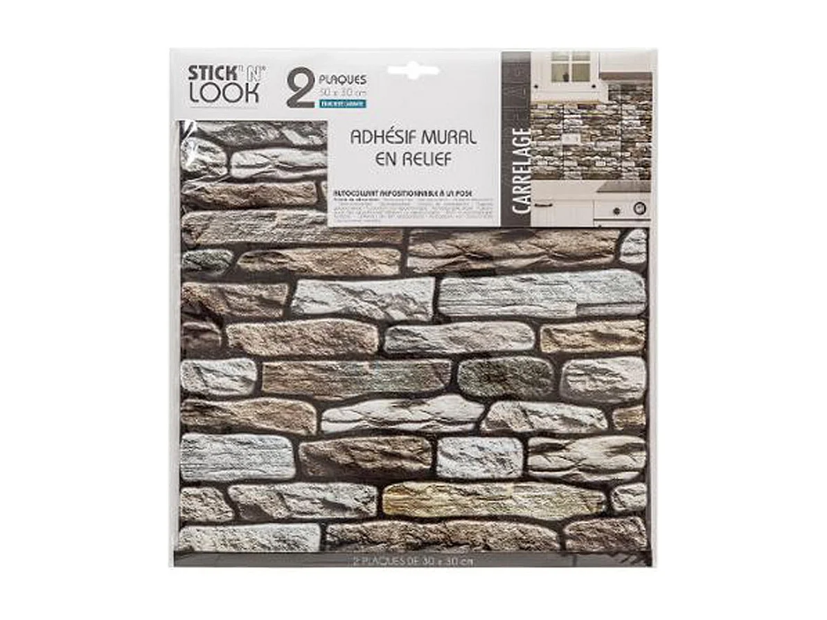 Pack de 2 stickers de pared Atmosphera piedra rojo 30x30 cm