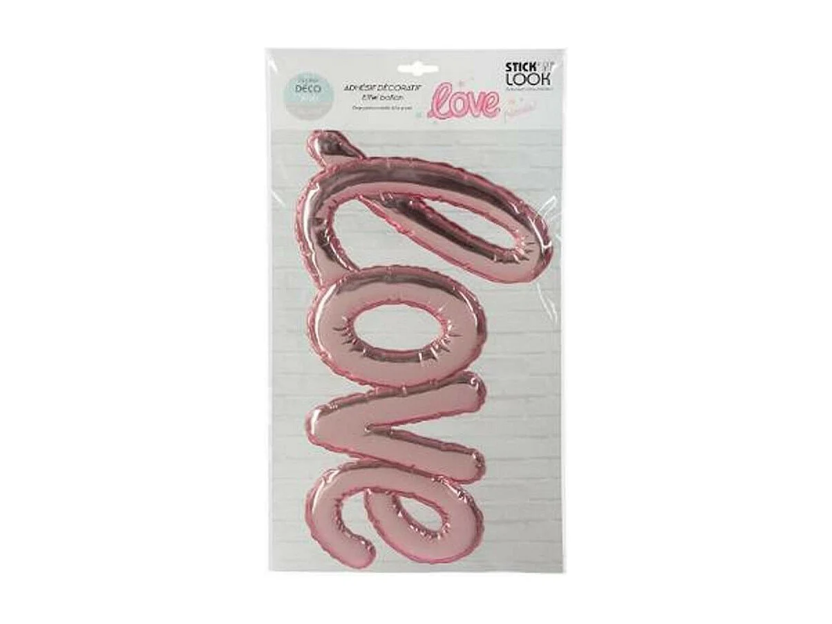 Sticker Ballon "Love" 24x47cm Rose