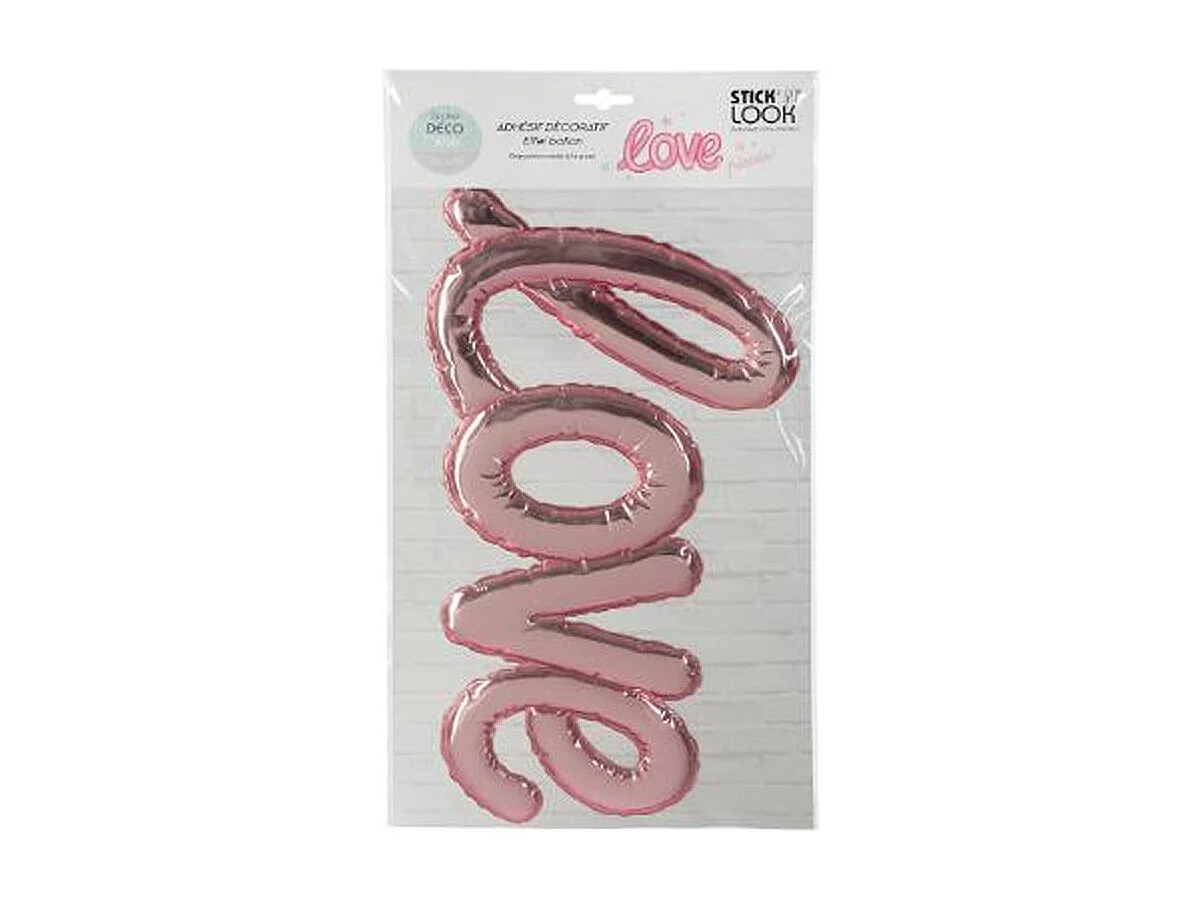 Sticker Ballon "Love" 24x47cm Rose