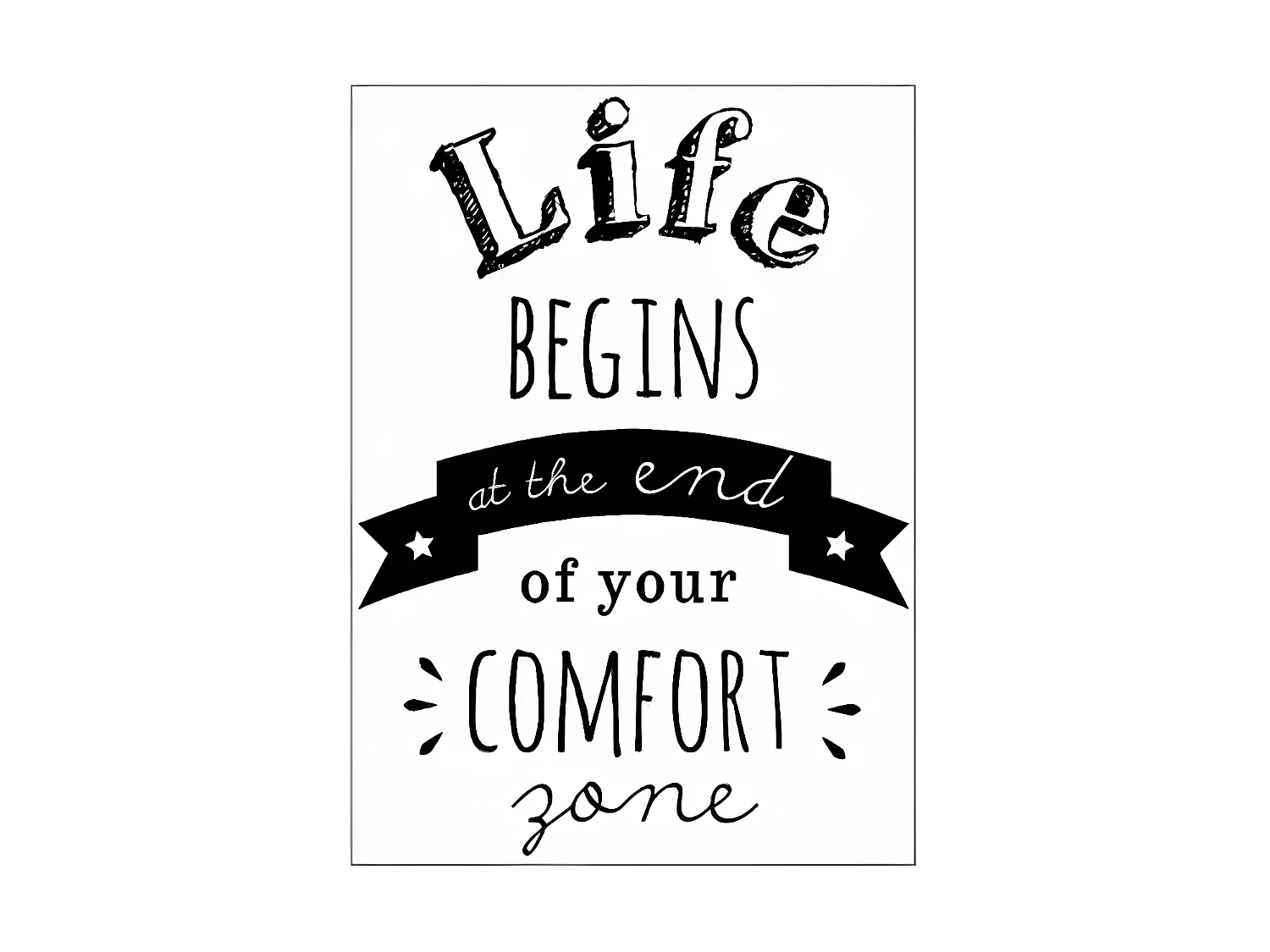 Sticker Mural Texte "Life Begins" 30x40cm Noir