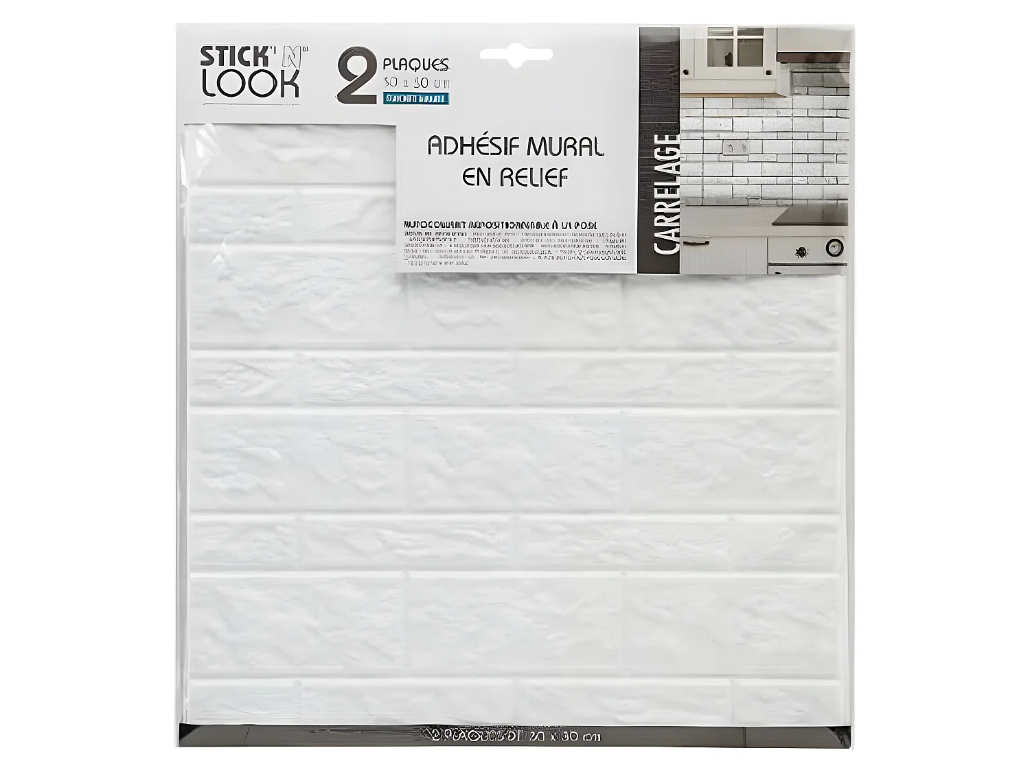Lot de 2 Stickers Muraux "Pierre" 30x30cm Blanc