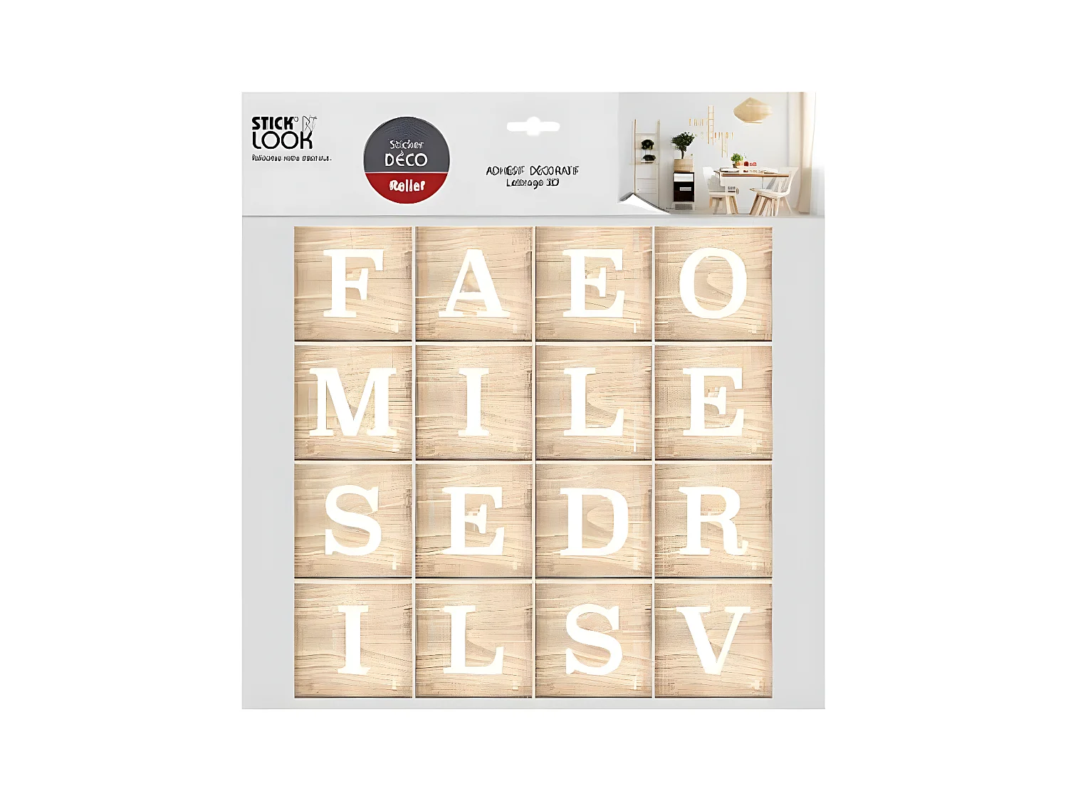 Sticker Relief "Lettres" 41x41cm Blanc