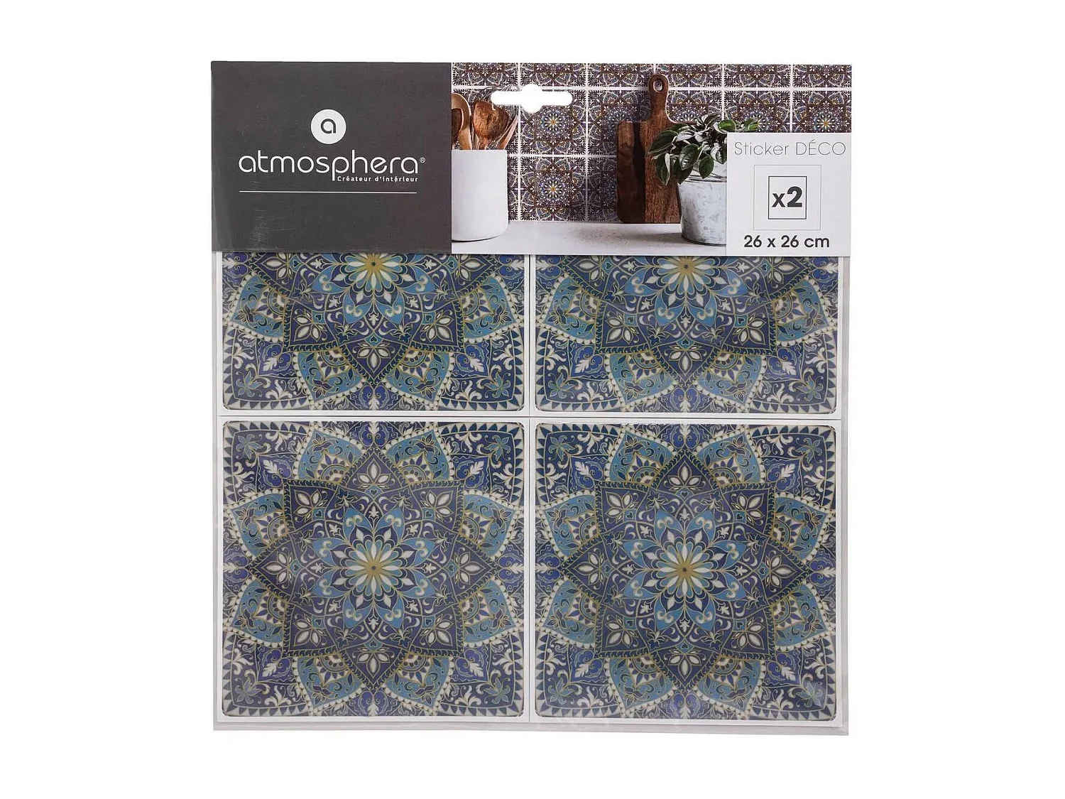 Lot de 2 Stickers "Caro Mosaic II" 26x26cm Multicolore