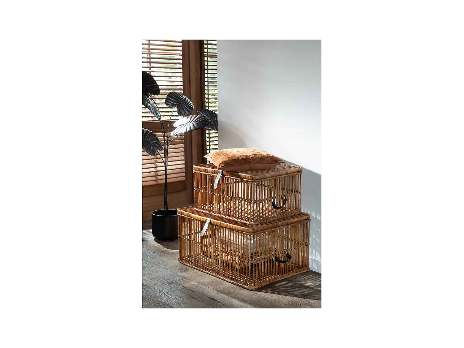 Pianta decorativa in metallo marrone 65x65x142 cm.