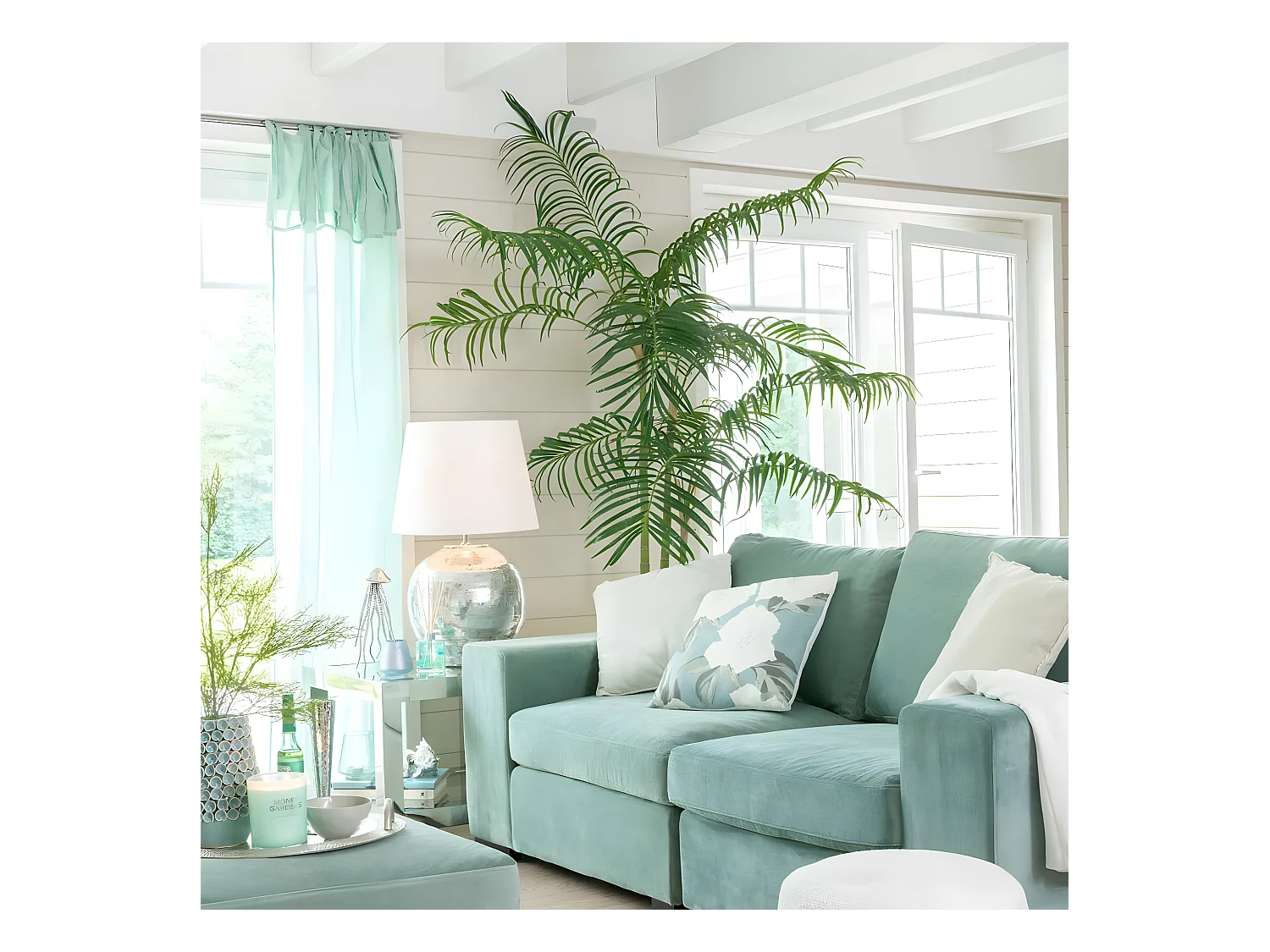 Palmier de bambú en maceta de tela verde 110x110x170 cm