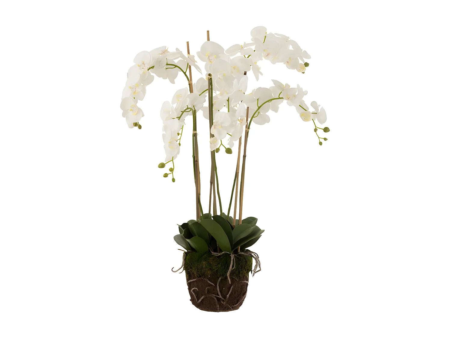 Fleur Artificielle Déco "Orchidée en Terre" 98cm Blanc