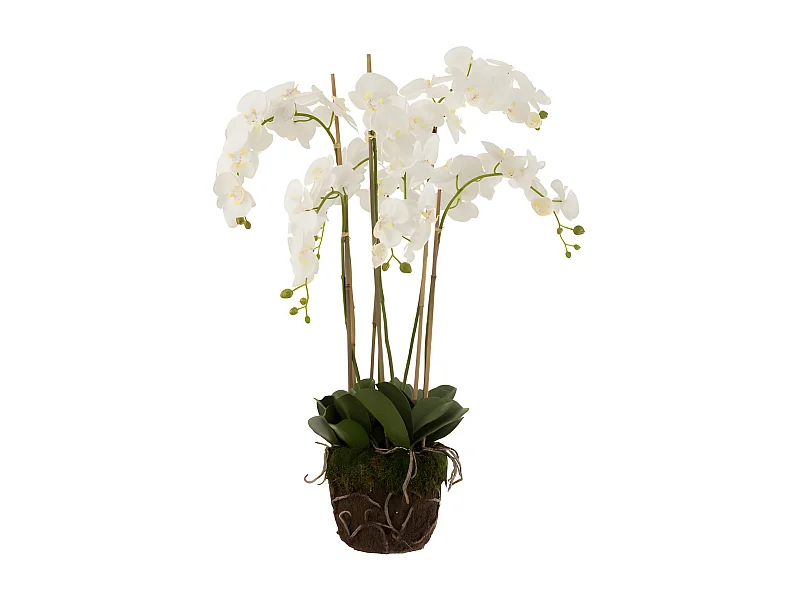 Fleur Artificielle Déco "Orchidée en Terre" 98cm Blanc