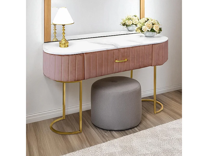 Coiffeuse Design 1 Tiroir "Lomape" 120cm Rose