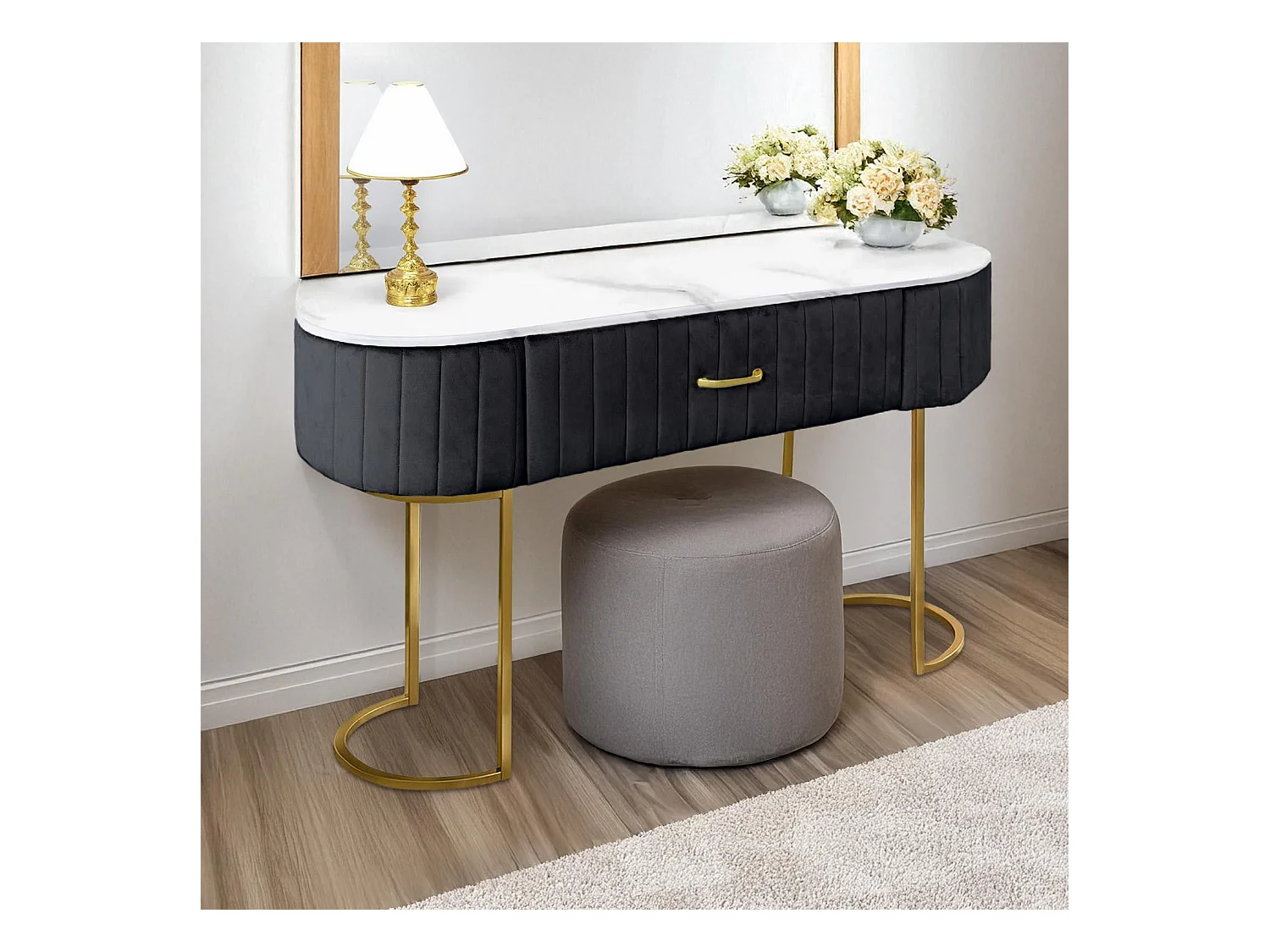 Coiffeuse Design 1 Tiroir "Lomape" 120cm Noir