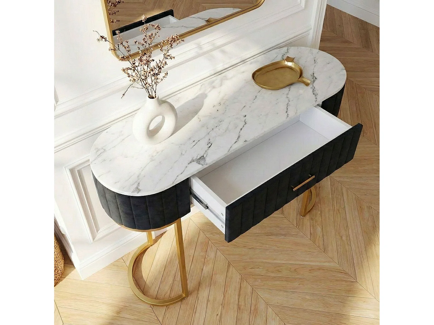 Coiffeuse Design 1 Tiroir "Lomape" 120cm Noir