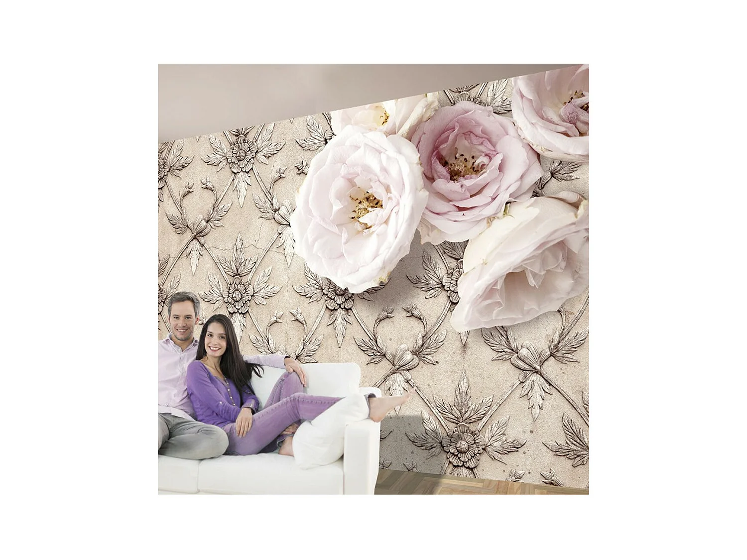 Papier Peint "Romantic Beige" 70 x 100 cm