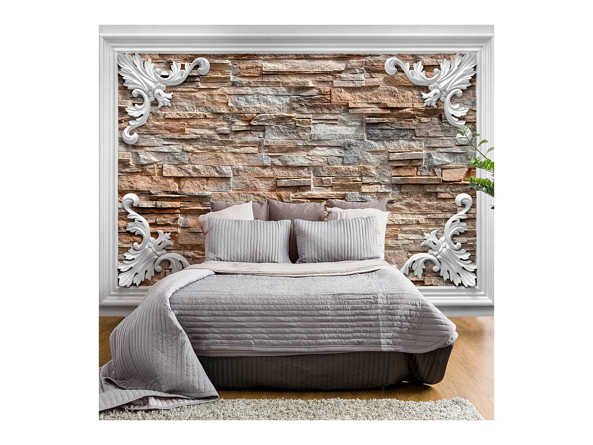 Papier Peint "Brick in the Frame Brown" 70 x 100 cm