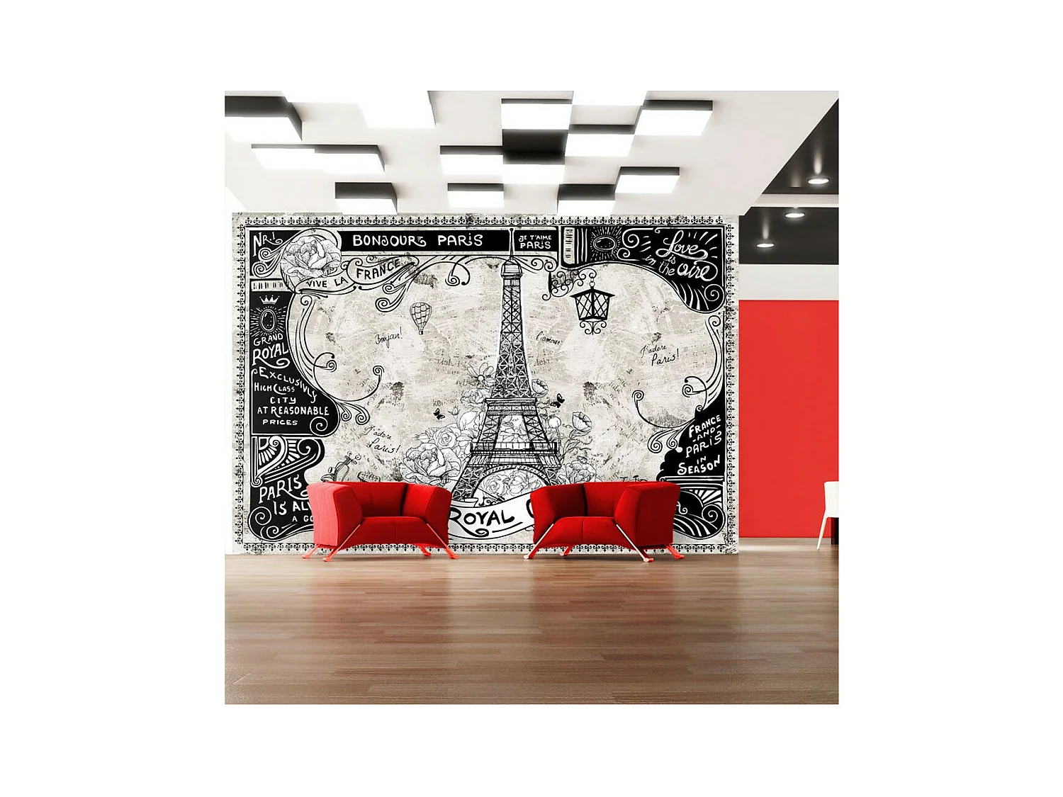 Papier Peint "Bonjour Paris" 70 x 100 cm